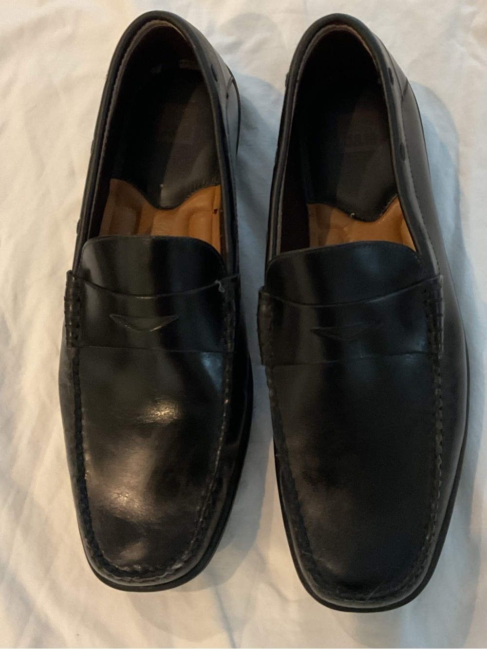 J & M Men's Black Leather Penny Loafers